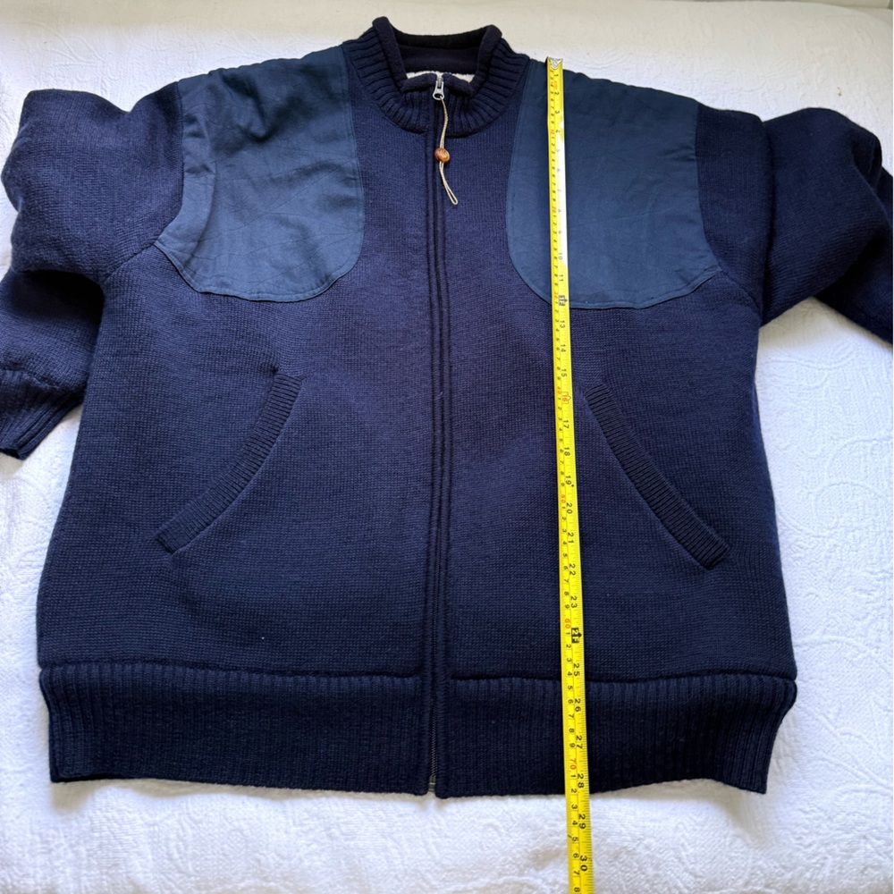 BERETTA Men’s Navy Wool JacketNWOT Sherpa LinenFull Zip Sweater Coat Large - Picture 9 of 17